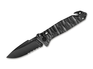 TB Outdoor C.A.C. S200 PA6 Textured Black Serrated Taschenmesser