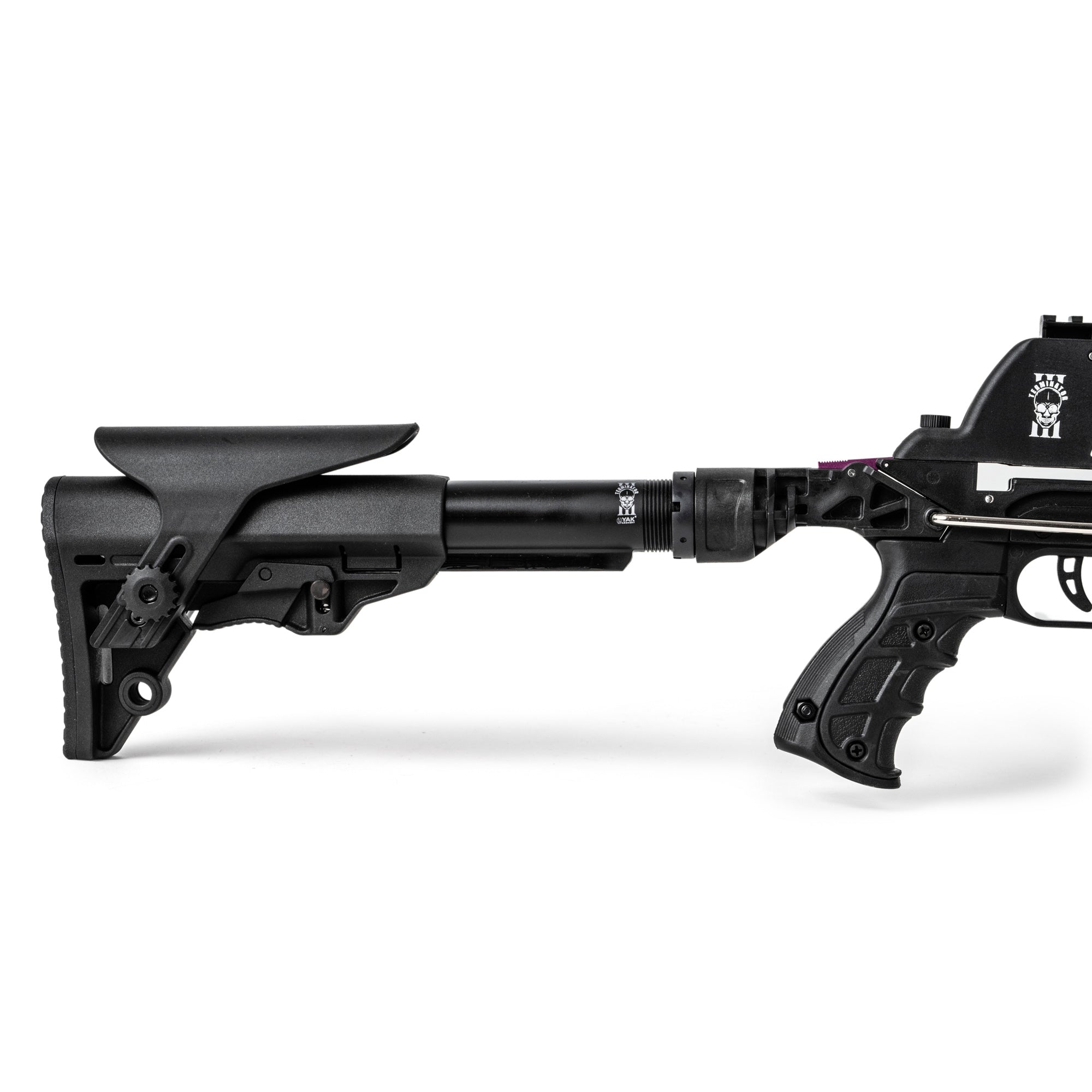 YAK Archery Terminator III Armbrust Ansicht Hinterschaft mit Kinnauflage